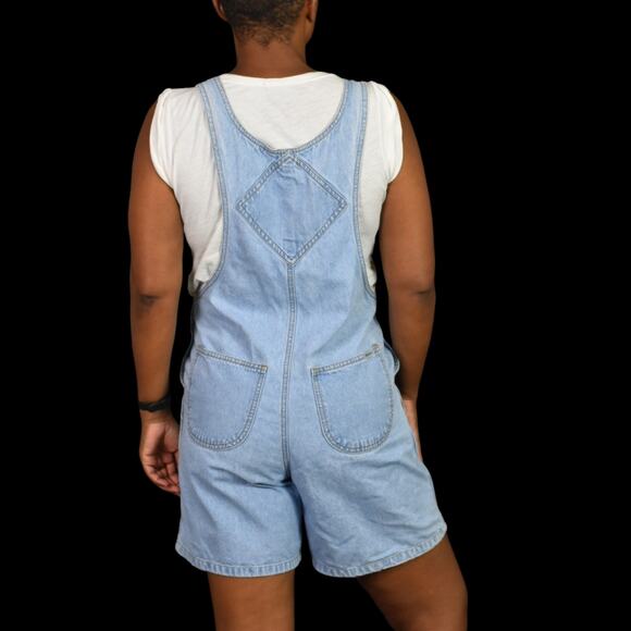 Vintage Bill Blass Bib Overalls Shorts Shortalls Blue Light Wash 90s Size Small - Picture 2 of 15